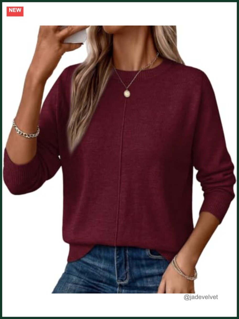 Womens Crew Neck Pullover Sweater Cozy Long Sleeve Lightweight Fall